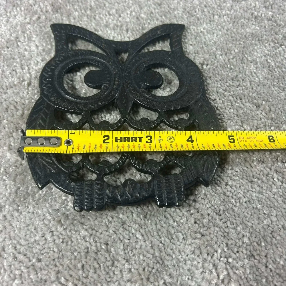 Owl Cast Iron Trivet Black Vintage Rustic Kitchen Decor‎